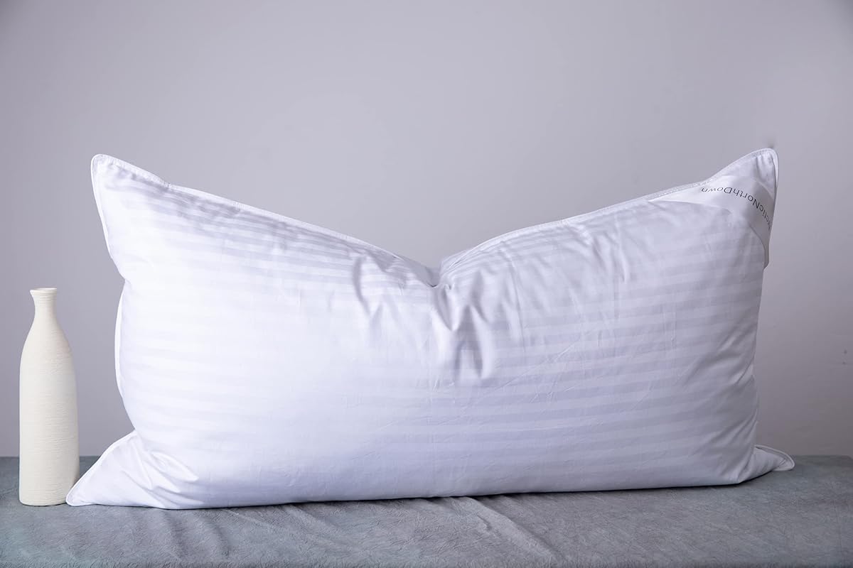 Almohadas de cama King Size Goose Down Feather Hotel Collection para dormir Una almohada para dormir boca arriba, boca abajo o de lado Color blanco a rayas