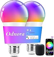 Vista 1 de Bombillas inteligentes, funcionan con Alexa y Google Assistant, bombillas LED de 9 W que cambian de color RGBTW regulables, bombilla inteligente