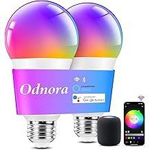 Smart Light Bulbs, Work with Alexa &amp; Google Assistant, 9W LED Light Bulbs Color Changing RGBTW Dimmable, 2.4GHz WiFi Bluetooth Smart Bulb 60W Equivalent, APP Control, A19, E26, 800LM, 2 Packs