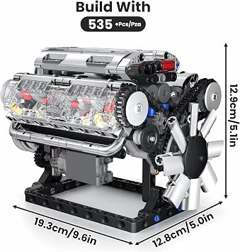 Mould King V8 Engine Model Kit Building Blocks, 535Pcs Sets for Age 14+