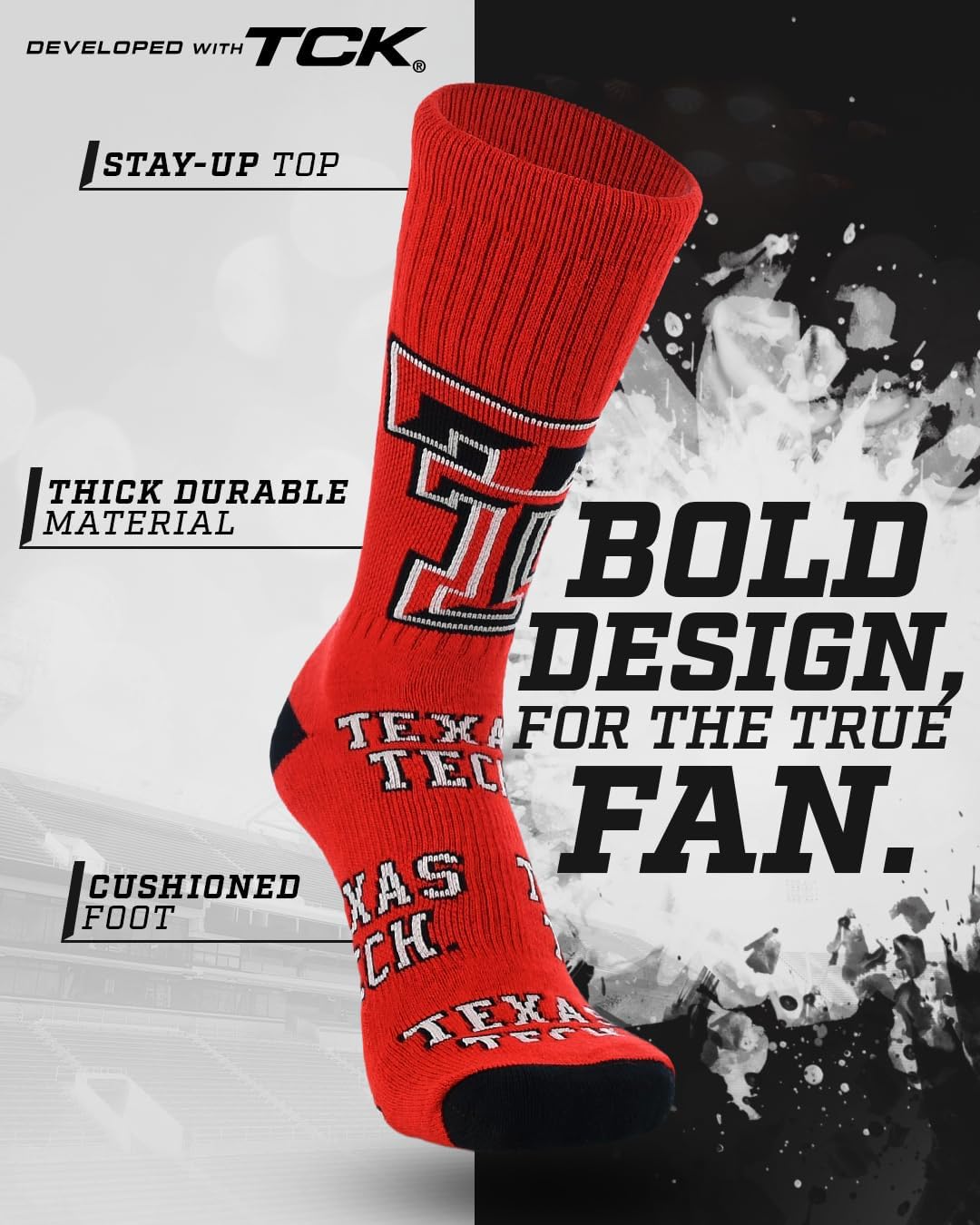 TCK Mayhem Crew Socks Calf Length Sock Mens Game Day Socks