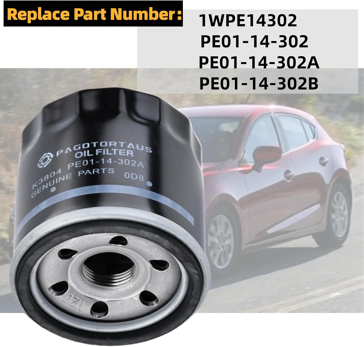 PE01-14-302A Engine Oil Filters Fits for Mazda 2 3 6 CX-3 CX-30 CX-5 CX-50 MX-5 with Drain Plug Washers Replaces W 6018 Wix 57002 B1400 6PCS