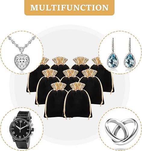 Miniatura 4 de Frienda 30 bolsas de regalo de terciopelo con cordones de 6 x 5 pulgadas, bolsas de joyería con cordón para dulces, bolsitas para recuerdos, bolsa