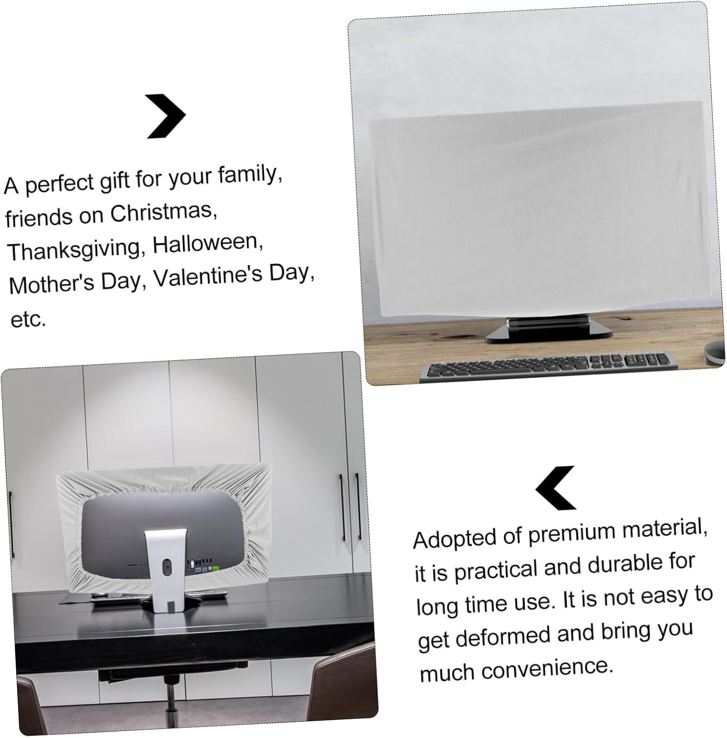 Uonlytech Silver Computer Monitor Dust Cover Elastic Screen Protector Sleeve for Flat and Curved Displays Smudge Resistant Home Office Decoration Easy to Fit and Remove