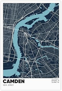 ZCXH Camden NJ Map New Jersey Canvas Poster Wall Art Decor Print Picture Paintings for Living Room Bedroom Decoration Unframe-style08x12inch(20x30cm)