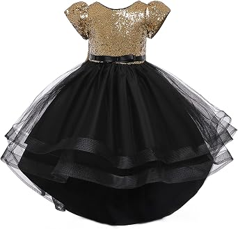 KAGAYD Flower Girls Dress Princess Rainbow Sequins Tulle Dresses Communion Birthday Party Pageant Prom Gown for Kids