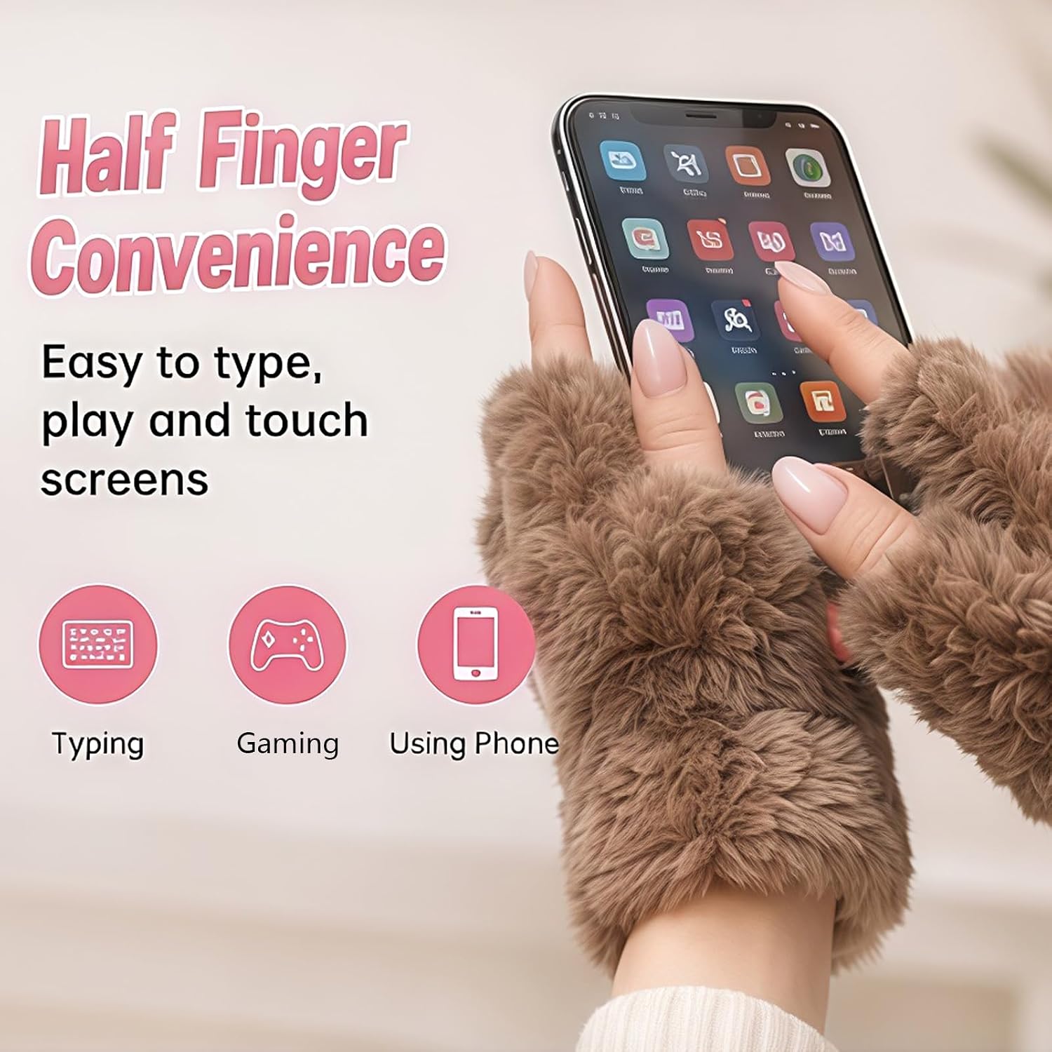 Bear Paws Gloves Cute Animal Cat Claws Mitten Fingerless Touchscreen Women Men Stage Costume Cosplay Halloween