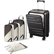 LUGGEX Carry On Luggage and 4 Set Packing Cubes Bundle Travel Essentials