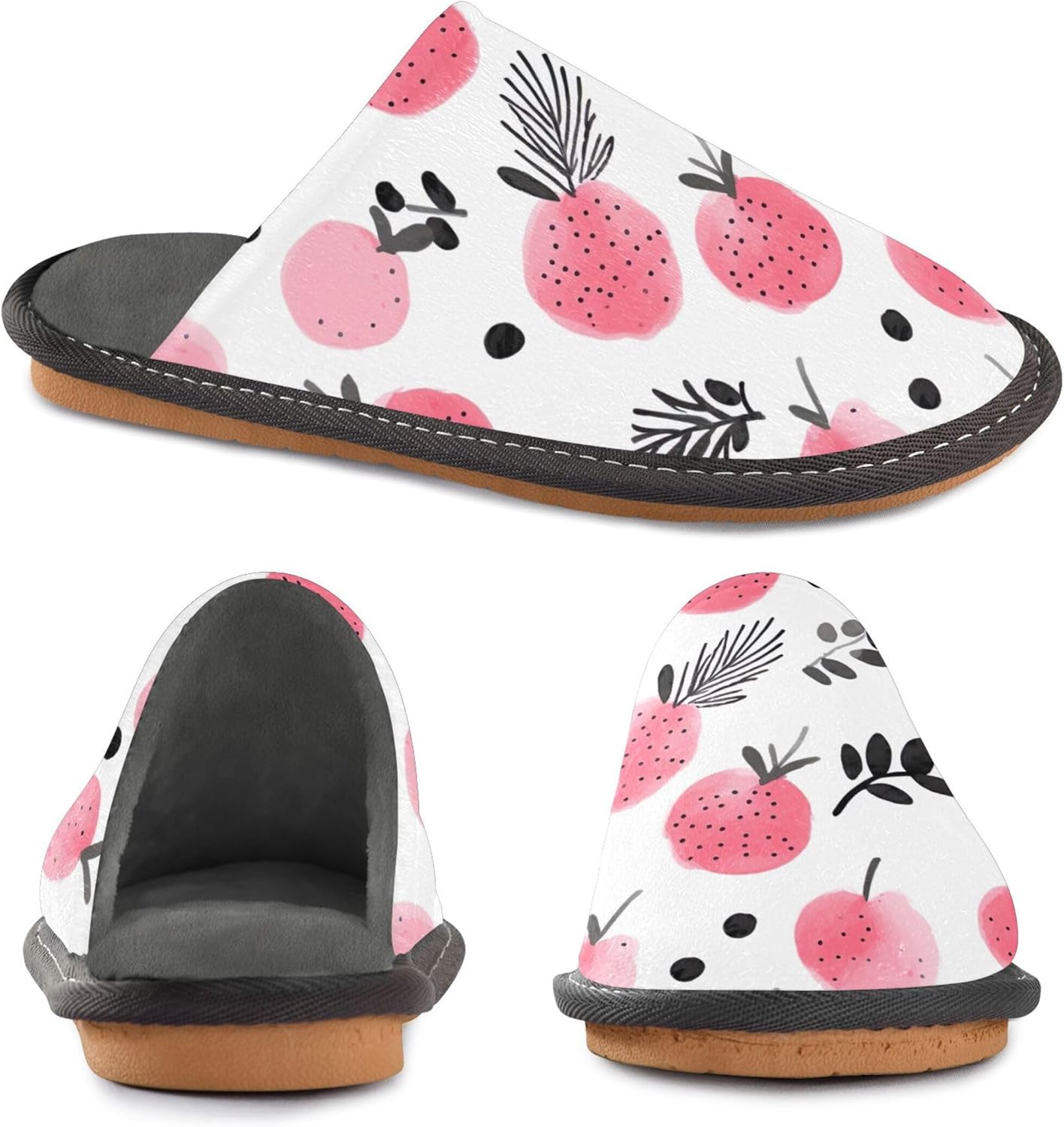 Apple House Slippers – Cozy Fuzzy Slippers for Guests, Washable & Disposable, Perfect for Shoeless Home, Spa & Hotel Use A110872