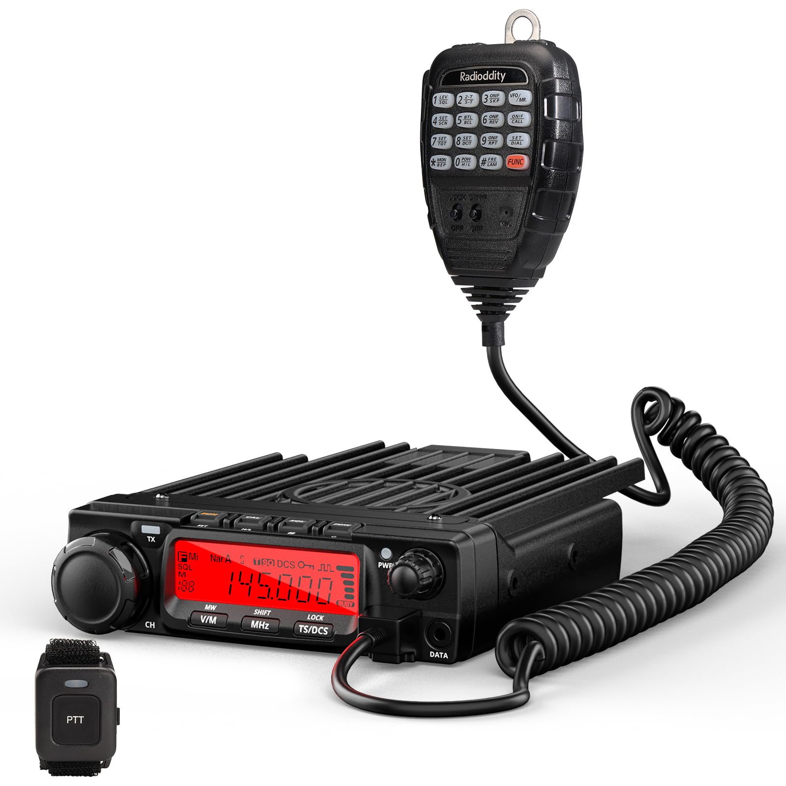 Radioddity VB70-B 70W VHF Mobile Ham Radio, 144-148MHz with Air Band, Bluetooth, Noise Reduction, Wireless PTT, 510 Channels