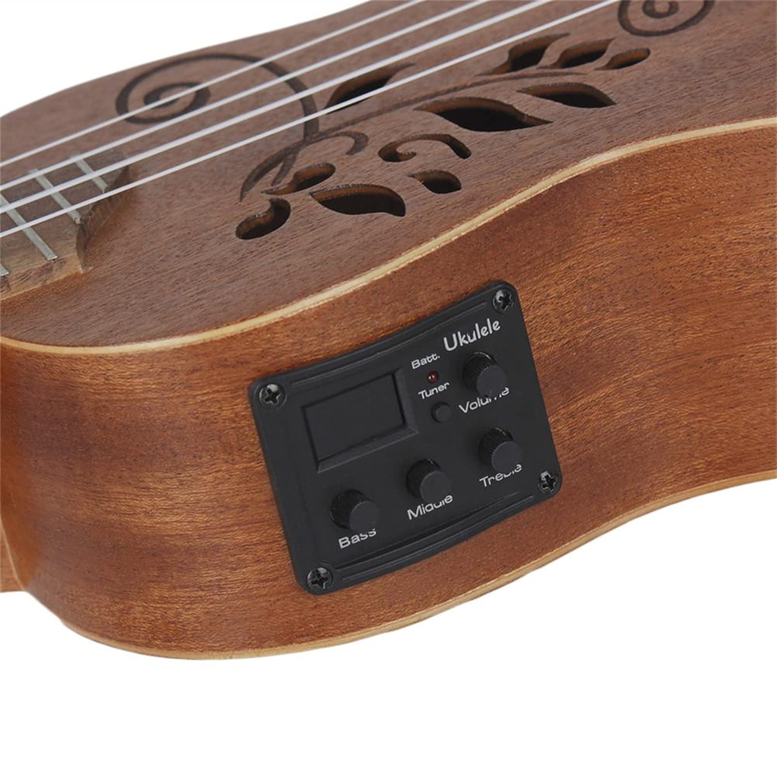 24 Pollici Ukulele Sapele Legno Hollow Scolpito con LCD EQ. Display di Sintonizzazione Strings Strings Strings Strumento Musicale Ukulele Hawaiano