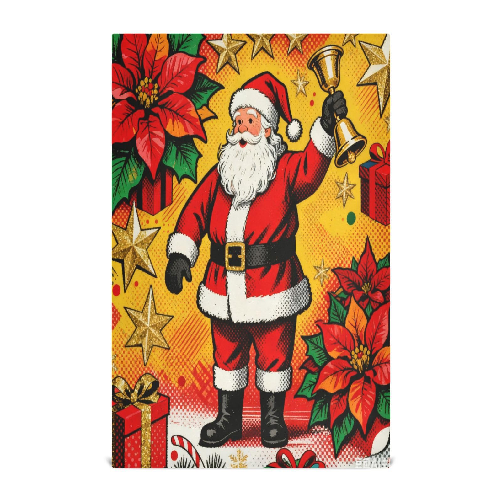 Paños de cocina amarillos de microfibra lavables con diseño navideño
