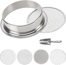 Heavy Duty Stainless Steel Soil Sifter Set (5 Mesh Sizes), Perfect for Sand Sifting, Compost Processing, Potting Mix