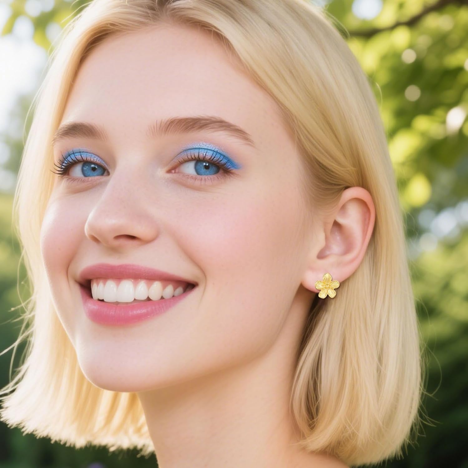 Clip on Earrings for Women - Dainty Flower Earrings, Vintage Floral Earring, Hypoallergenic 14k Gold Plated & Silver, Lightweight Non Pierced Jewelry for Sensitive Ears - Image 8