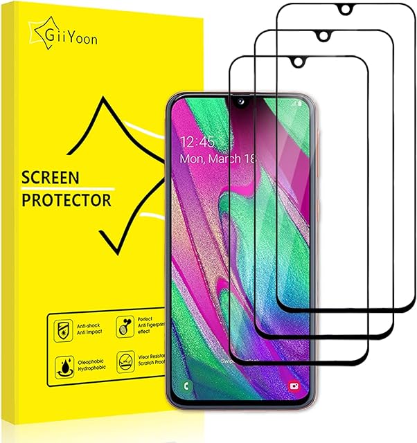 GiiYoon-3 PACK Screen Protector for Samsung Galaxy A40 Tempered Glass [HD Full Coverage] [Easy Installation] [Round Edge] [Scratch Resistant] [9H Hardness] [Bubble Free] Screen Cover Film