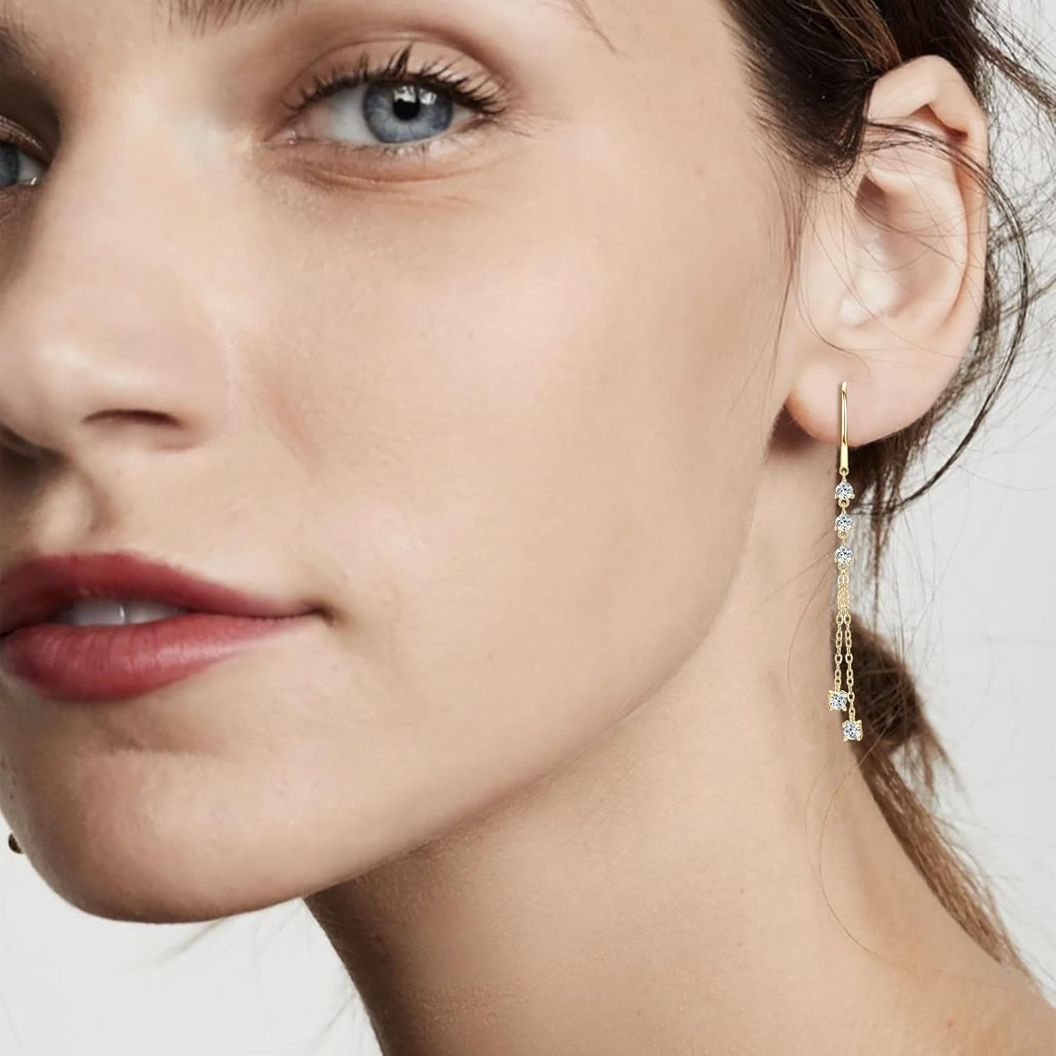 Moissanite Drop Dangle Earrings for Women 925 Sterling Silver Leverback Earring D-E Color VVS1 Clarity Hypoallergenic Jewelry Promise Birthday Christmas with Certificate - Image 4