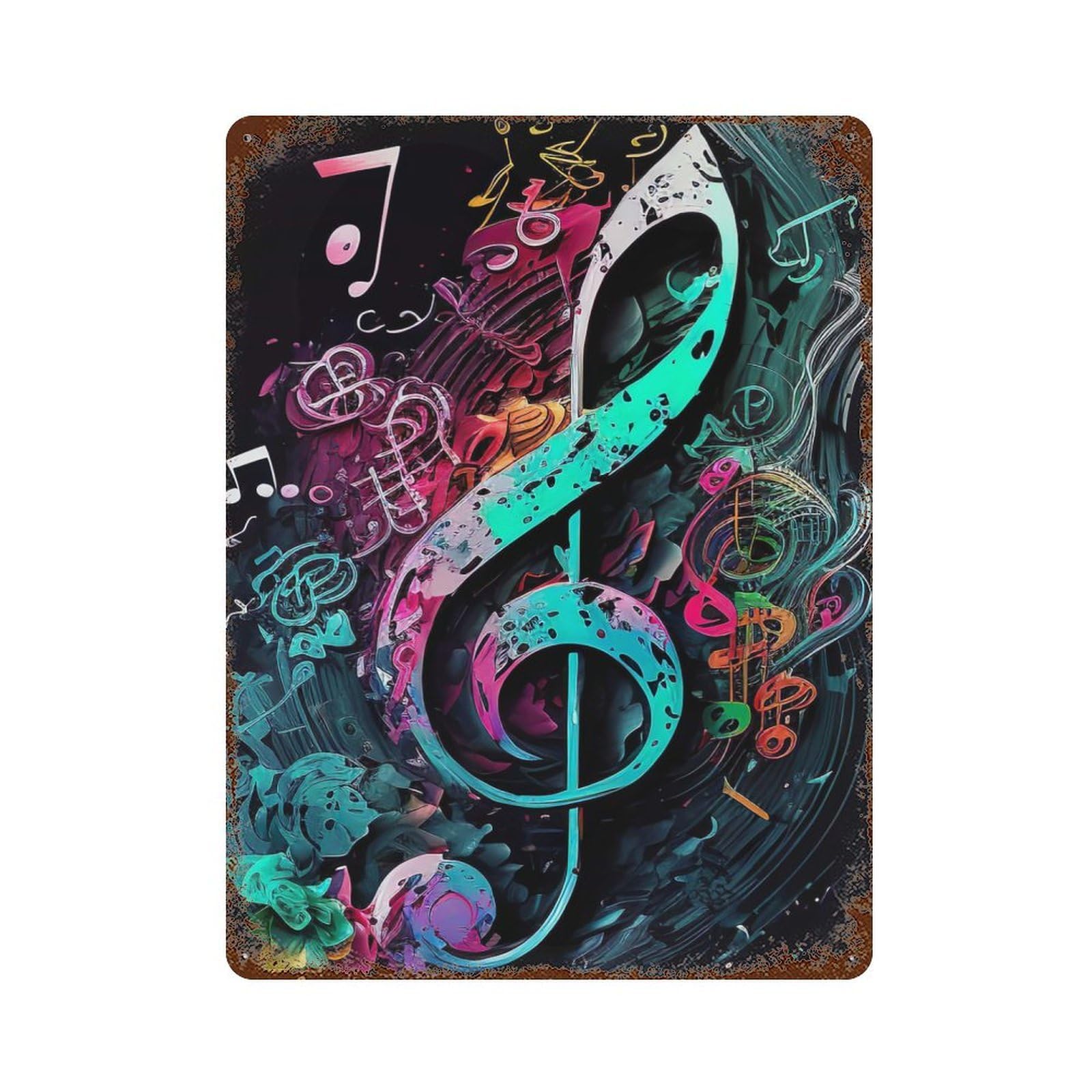 Rusty Metal Tin Sign Musical Symphony 15.7"x11.8", Industrial Home Decor for Patio, Garden Room And Bar Decor