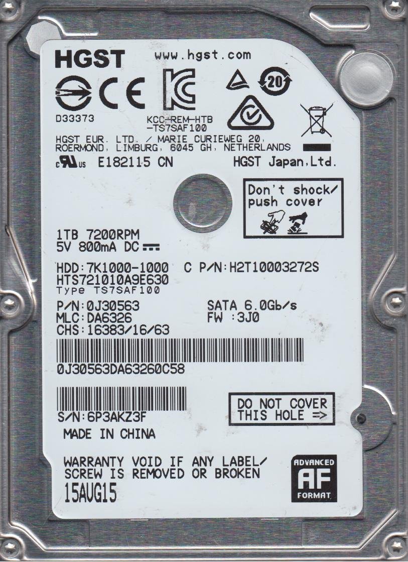 Amazon | hts721010 a9e630、PN 0j30563、MLC da6326、Hitachi 1 TB  