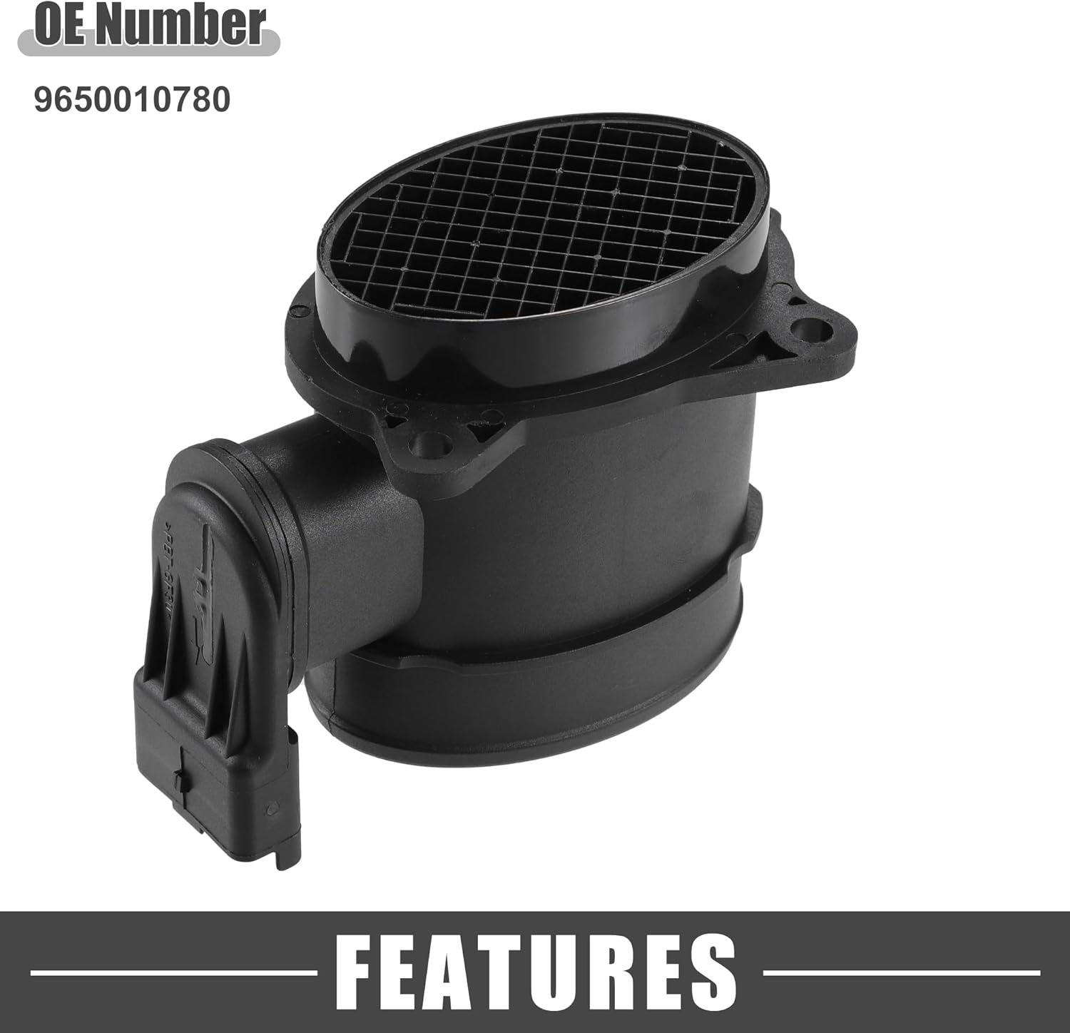 MAF Sensor Assembly No.9650010780 MAF Mass Air Flow Sensor for Citroen Berlingo Plastic Black