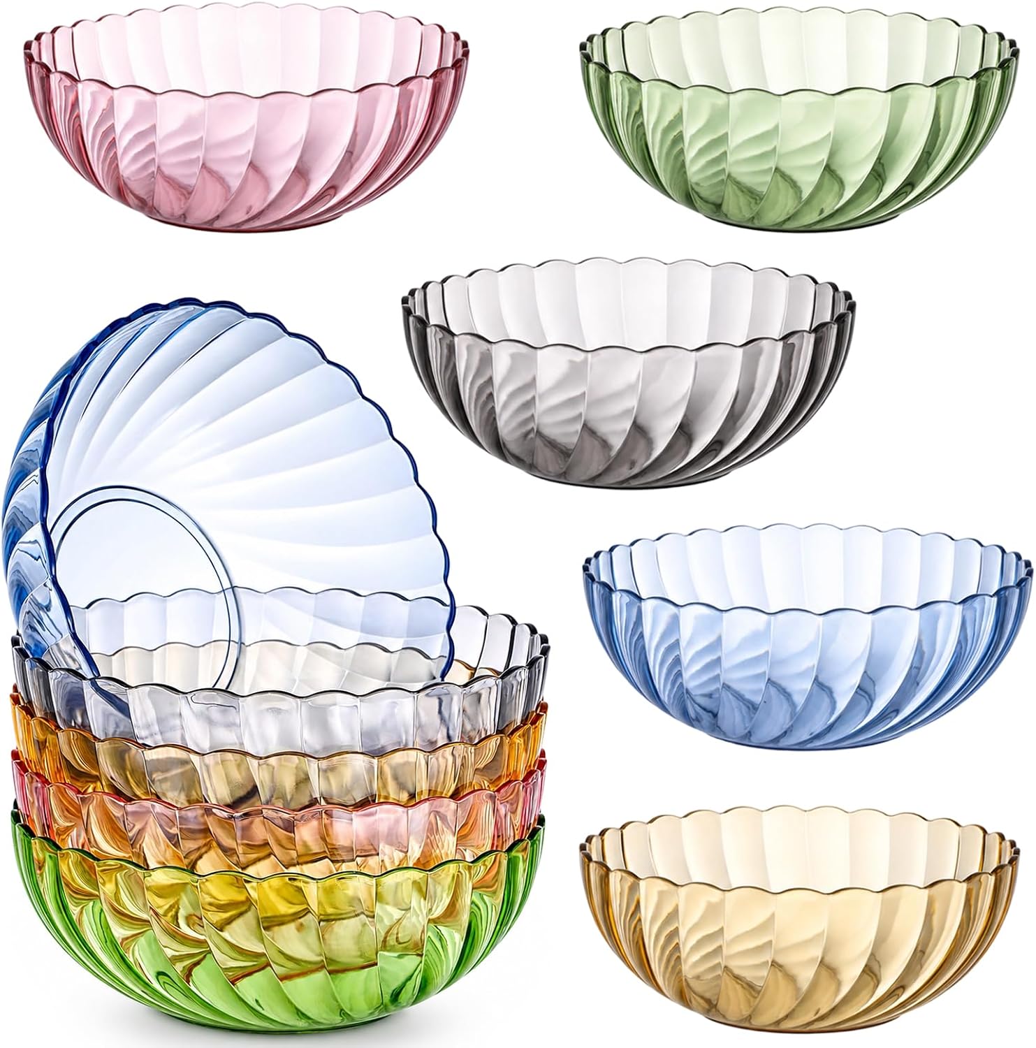 Plastic Serving Bowls 5Pcs 9.1in Large Salad Mixing Chip Bowls
