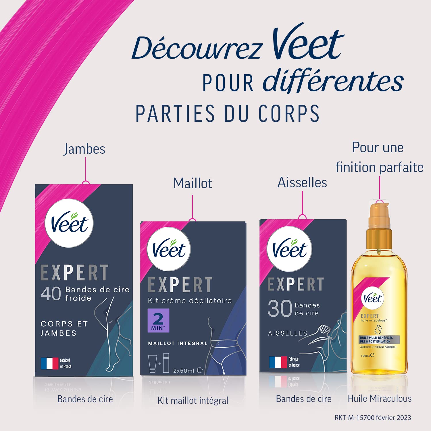 Veet EXPERT - 20 pasków wosku zimnego do twarzy - Skóra wrażliwa - Idealne wykończenie - Długotrwała depilacja