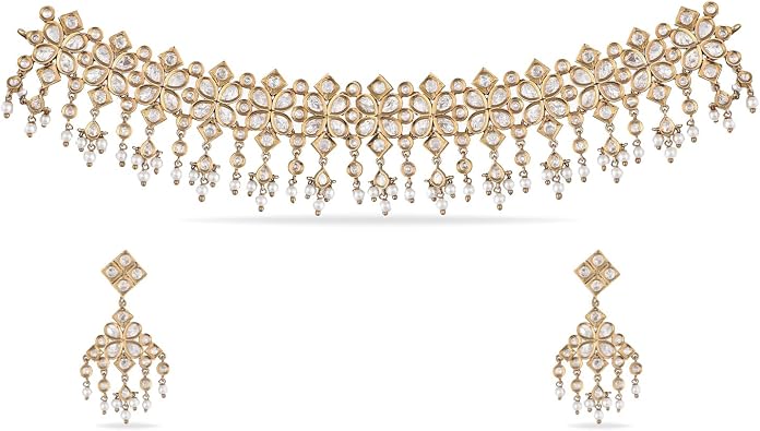 TARINIKA Antique Dorothy Kundan Choker Set - Indian Jewelry Sets for Women | Perfect for Ethnic Occasions | Traditional Indian Choker Necklace | *