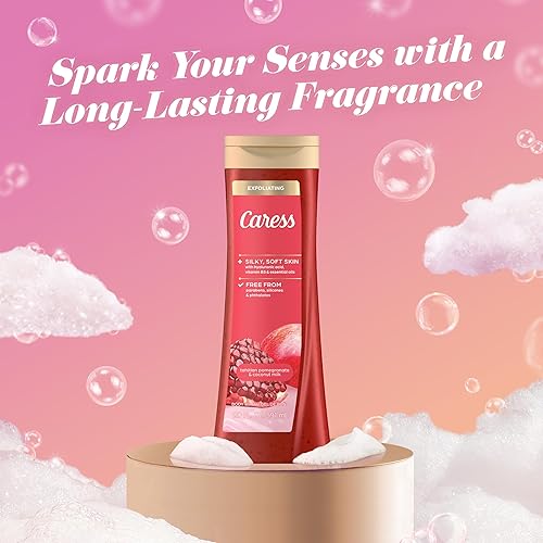 Miniatura 6 de Caress Gel de ducha exfoliante para mujer, granada de Tahití y leche de coco, gel de ducha exfoliante para piel renovada y brillante, 20 onzas
