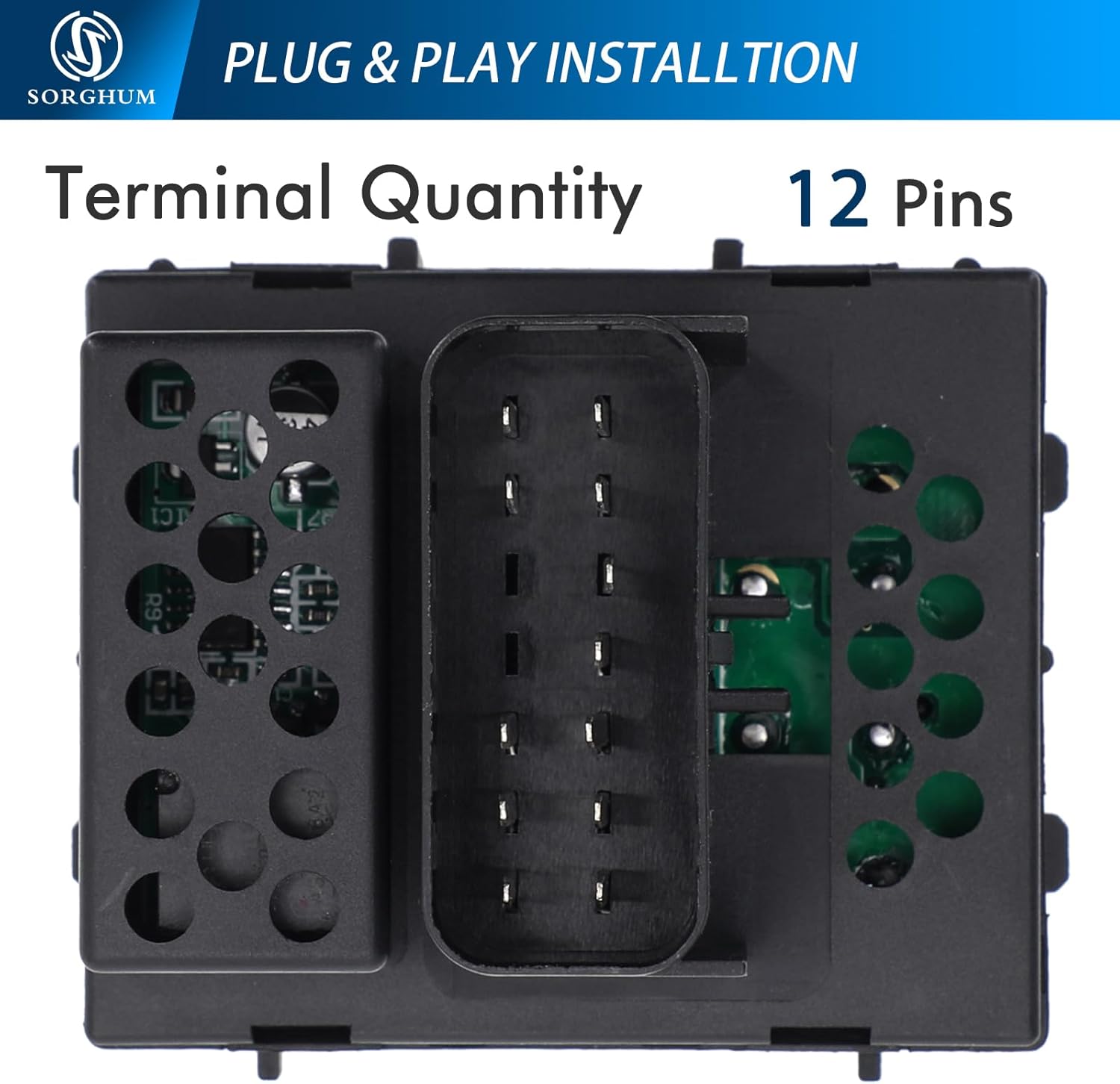 Sorghum Power Window Switch Driver Side - Master Window Switch Compatible with 2007 2008 2009 2010 Jeep Wrangler 12 Pins Replace# 4602756AB 4602756AA 04602756AB DWS569
