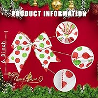 Vista 2 de DIYDEC 12 piezas de lazos de Navidad para decoración 16 cm de gran tamaño, lazos para corona de Navidad rojos y verdes, lazos para árbol de Navidad