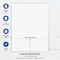 Vista 5 de PrintWorks Papel perforado horizontal profesional de 3", 8.5" x 11" - Perfecto para W-2, 1099 y uso de declaraciones - Fabricado en los Estados