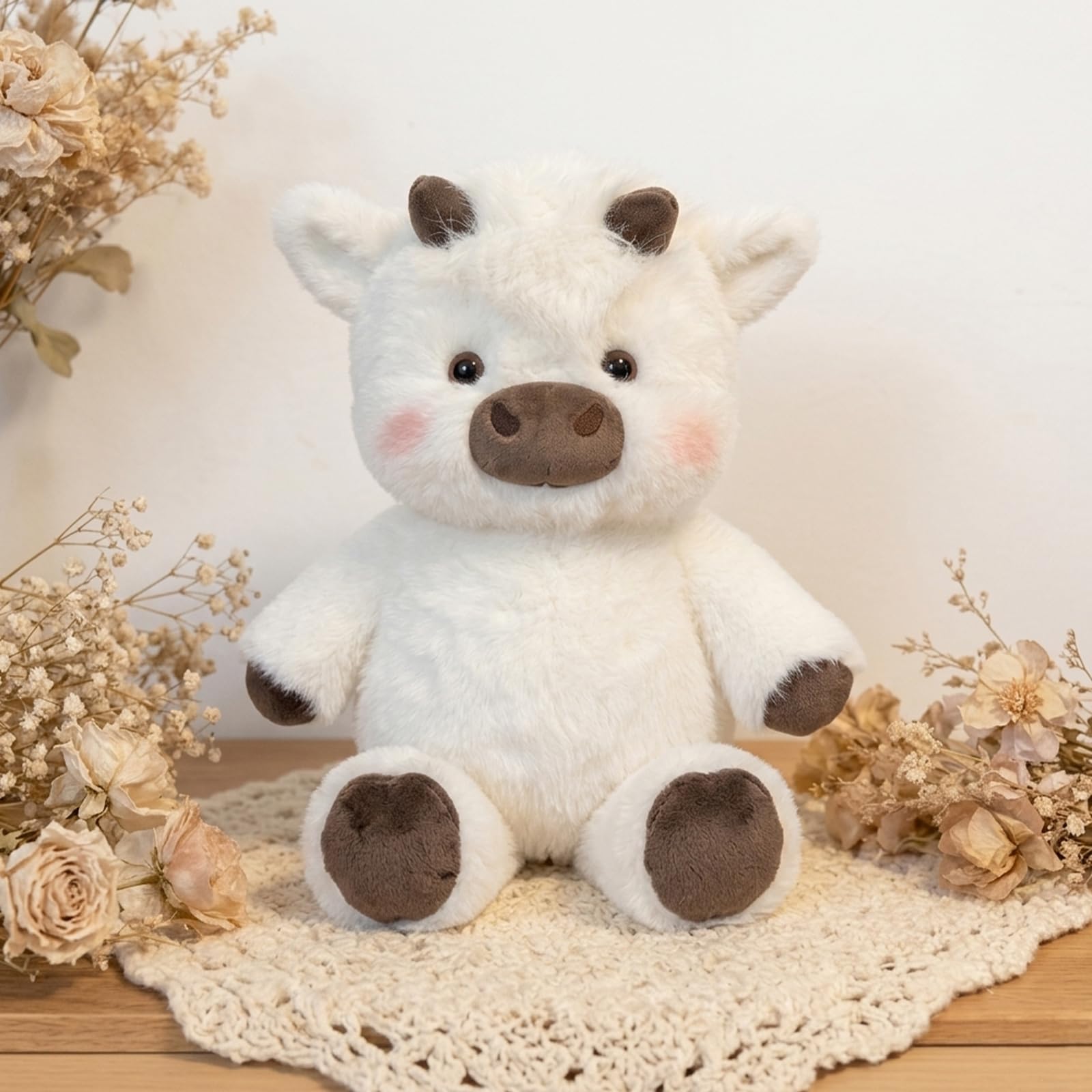 Générique Peluche Vache Qui Court, Doudou Vache Qui Court 45/60 cm, Jouet en Peluche Doux de Vache Anti-Stress, décoration Maison Chambre et Salon, idée Cadeau Anniversaire et fêtes (Blanc,45 cm