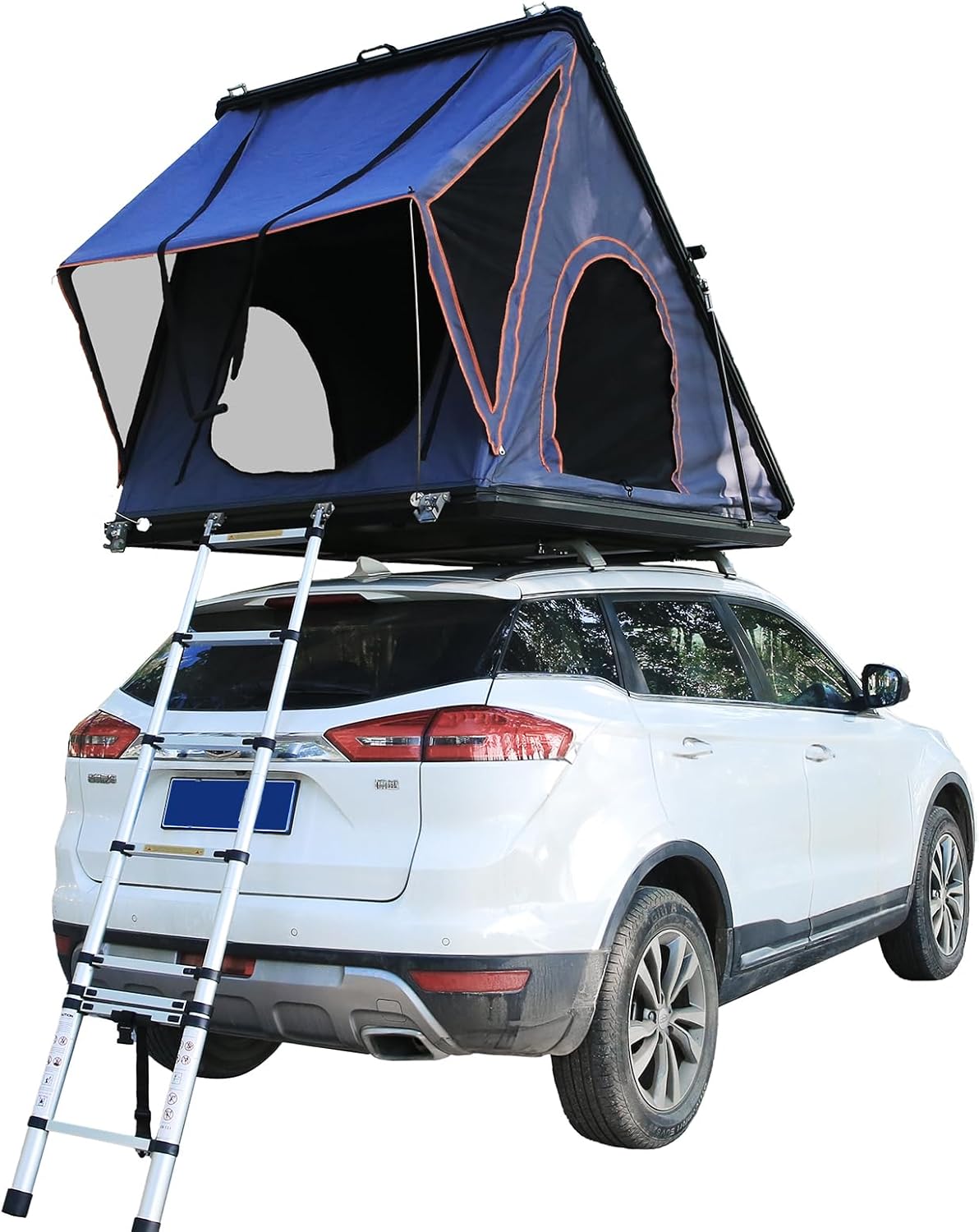 WINTENT Pop Up Triangle Hard Roof Top Tent Aluminum Frame Shell Truck Roof Tent with Rack for 2-3 Person