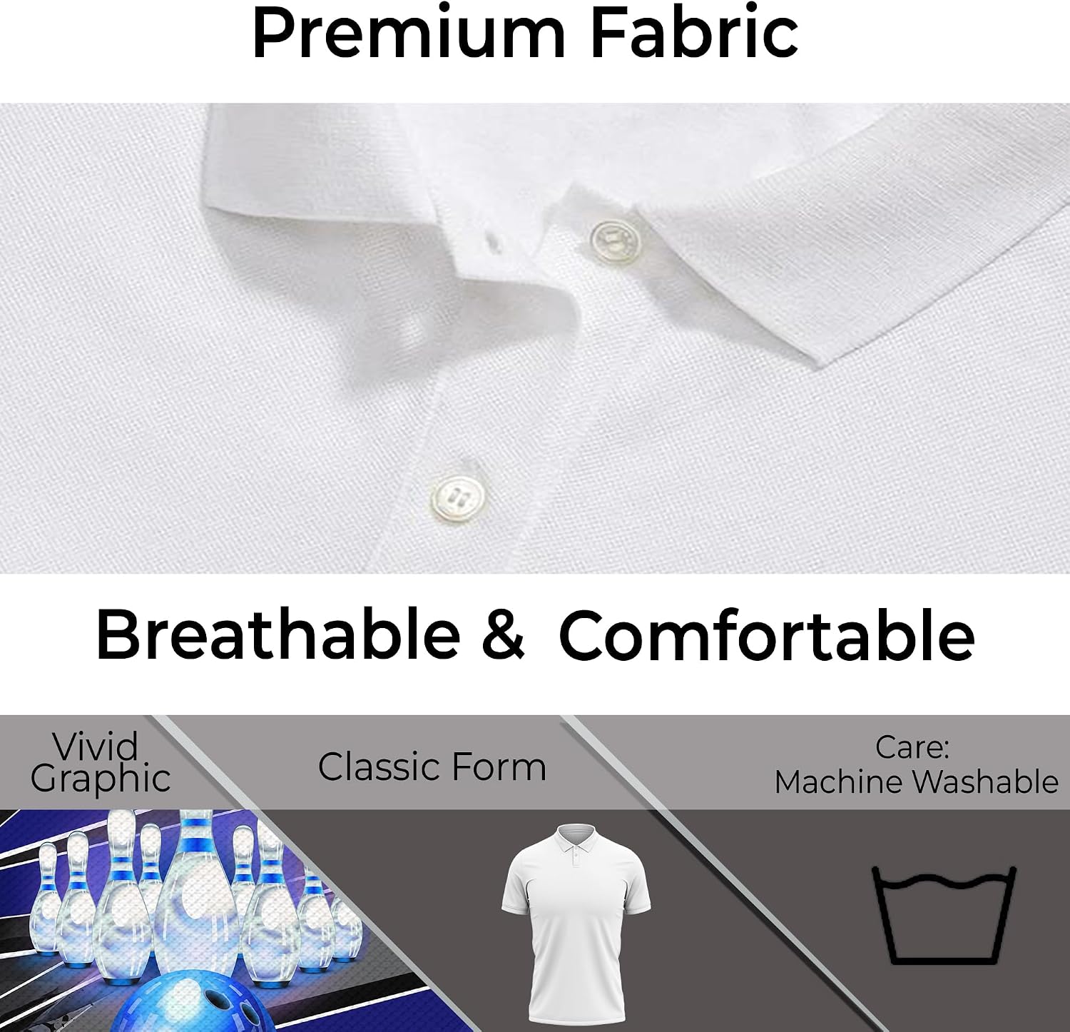 Personalized Bowling Polo Shirt Print Golf Shirt with Blue Bowling Ball Theme Graphic On it for Bowling Team