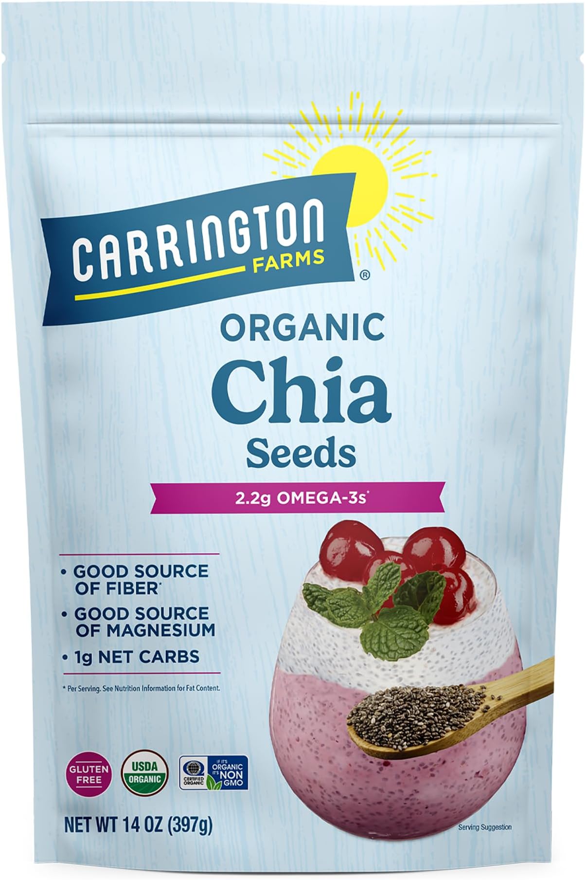 Carrington Farms Organic Chia Seeds, Gluten Free, USDA Organic, 14 Ounce
