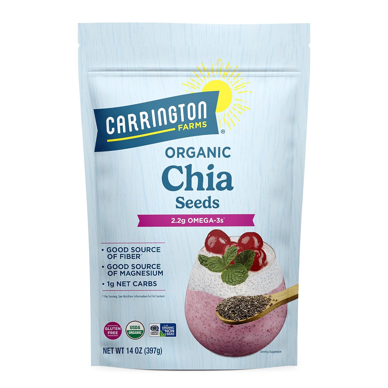 Carrington Farms Organic Chia Seeds 14oz - USDA Organic Gluten-Free Omega-3 Rich Superfood