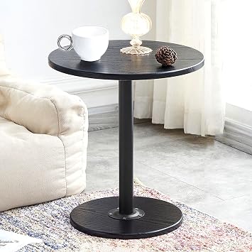 Coffee Table,Living room Table,Round side Table,Small side Table,Simple Style, Medium Density Fiberboard Tabletop, Waterproof/Wear-resistant/Sturdy, Suitable for Bedrooms and Coffee ShopsBlack wood g
