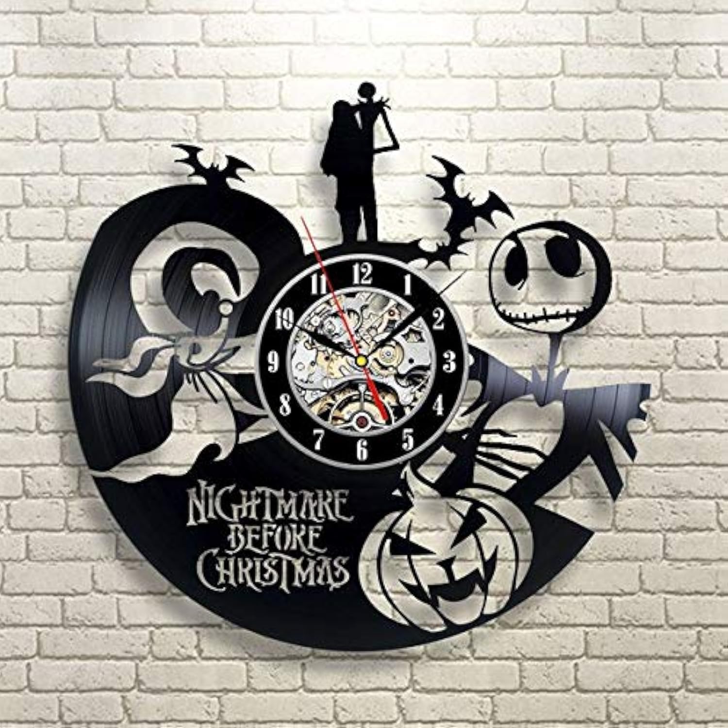 Nightmare Before Christmas Wall Clock Decoration for Kids Room - Retro Vinyl Record Clock Gift Idea