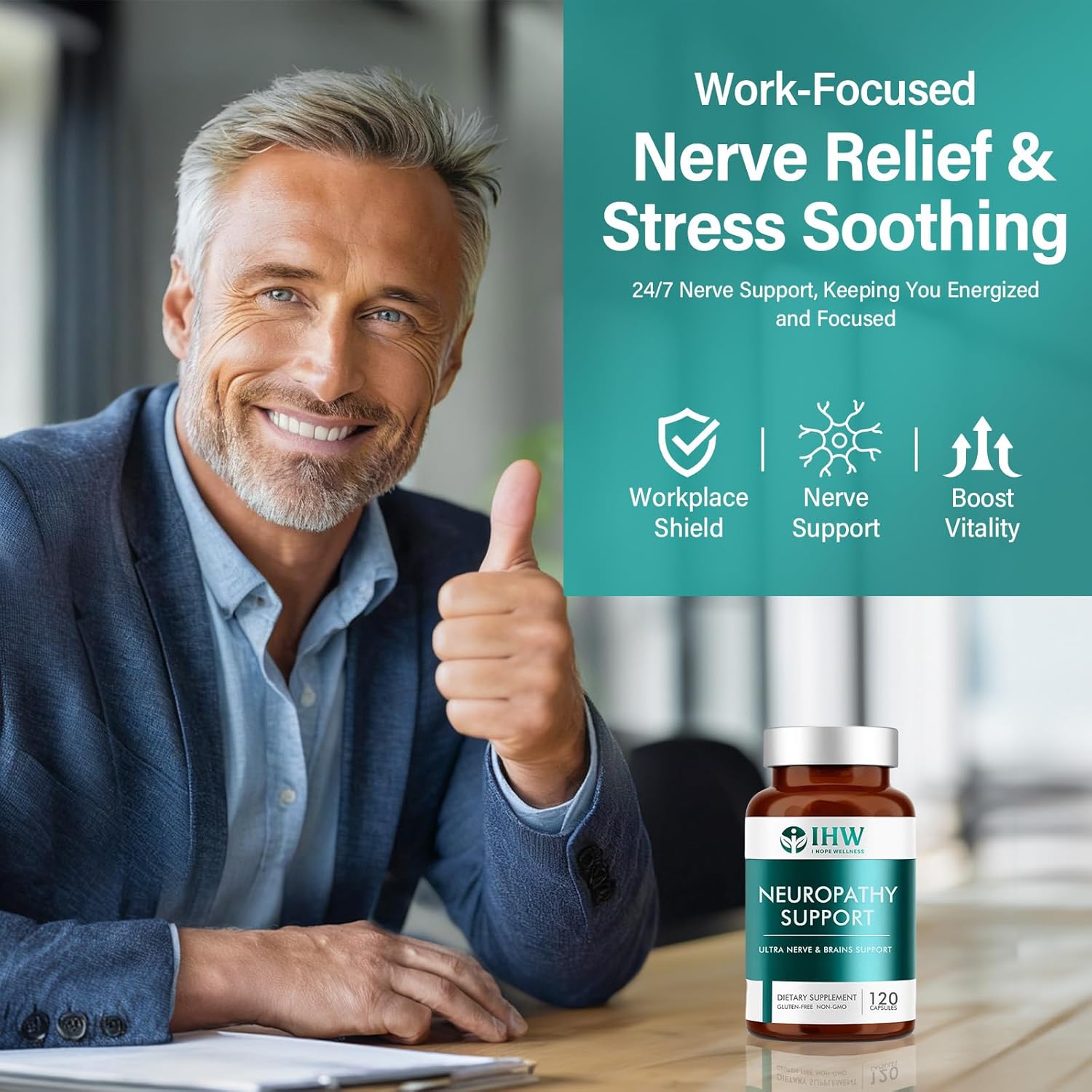 IHW Nerve Savior for Neuropathy, with 600 Mg Alpha Lipoic Acid & B Vitamins, Soothe Discomfort for Specifically Designed for Feet, Hands, Legs, Back, and Neck, 120 Capsules - Image 3