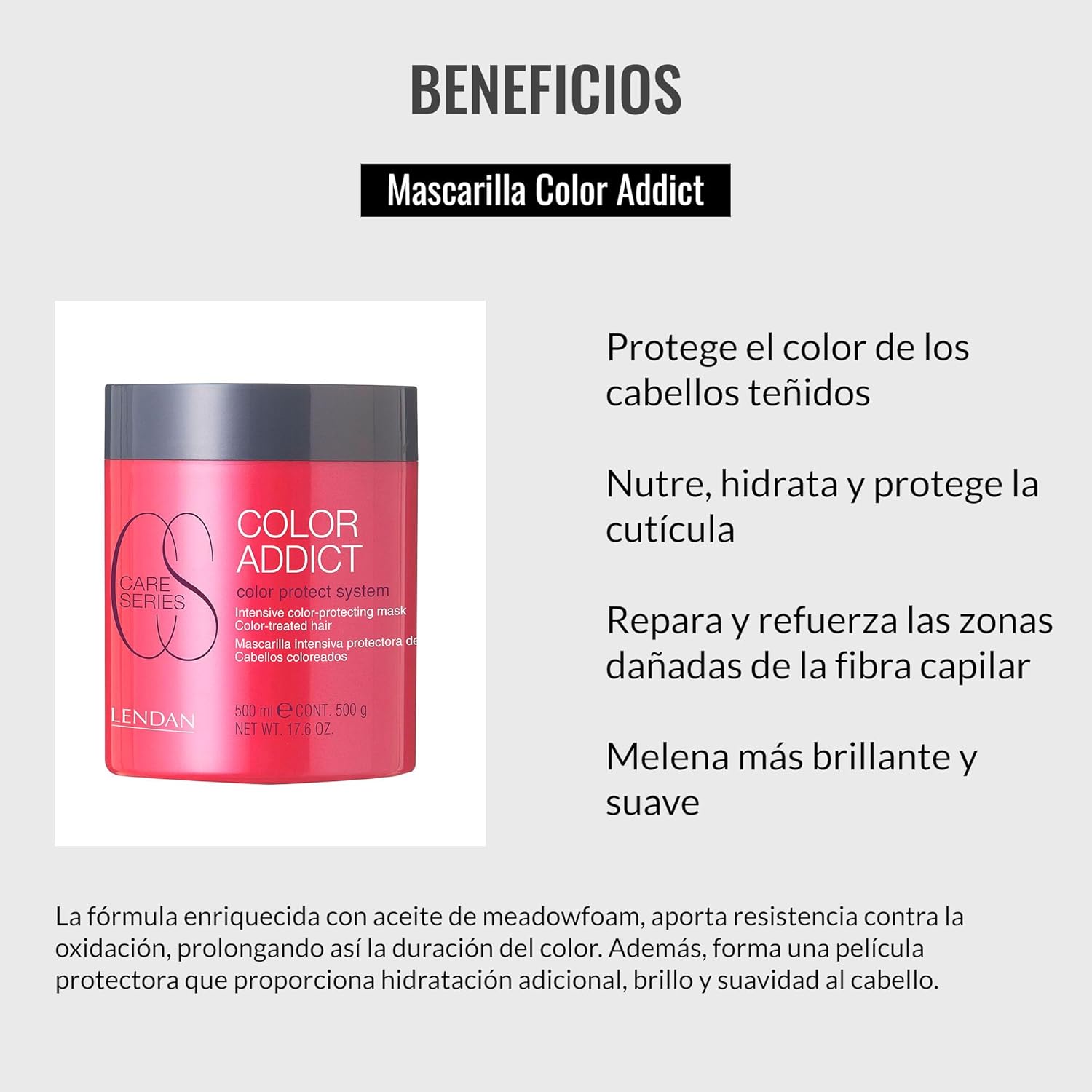 Lendan - Colored Hair Mask - Color Addict Mask - 500 ml - Protects Color in Dyed Hair - Nourishes, Hydrates, and Protects the Cuticle - Shinier and Softer Hair