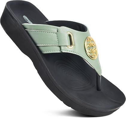 Aerothotic USA Women's Green Flat Sandals