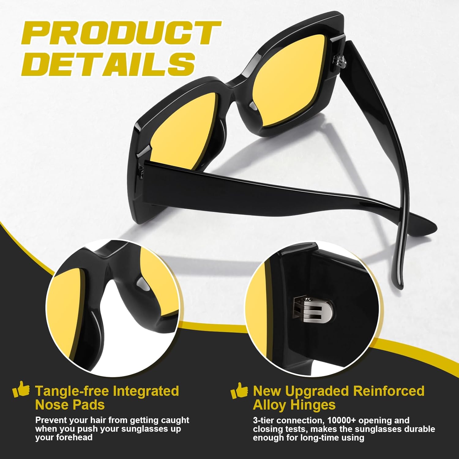 GQUEEN Oversized Square Frame Sunglasses Womens Retro Vintage Trendy Shades,S904 - Image 3