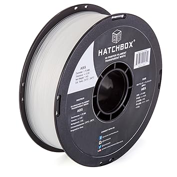 HATCHBOX ABS 3D Printer Filament, Dimensional Accuracy +/- 0.03 mm, 1 kg Spool, 1.75 mm, Transparent White