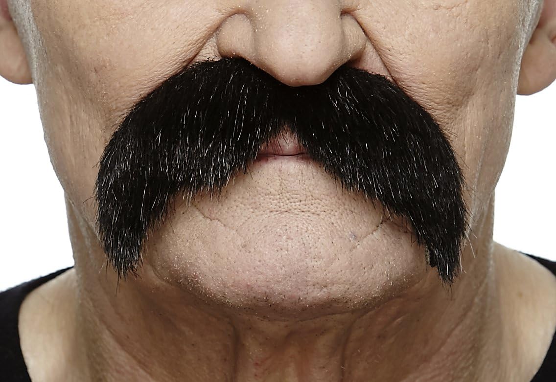 Mustaches Self Adhesive Walrus Fake Mustache, Novelty, Realistic False Facial Hair for Adults, Costume Accessory for Adults, Black Lustrous, M