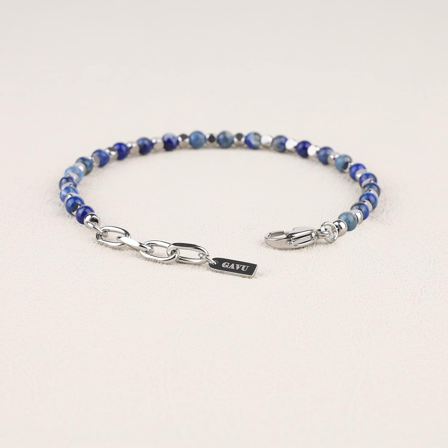 GAVU Italian Men’s Beaded Bracelet, Crystal Bracelet for Men 4mm - Image 5