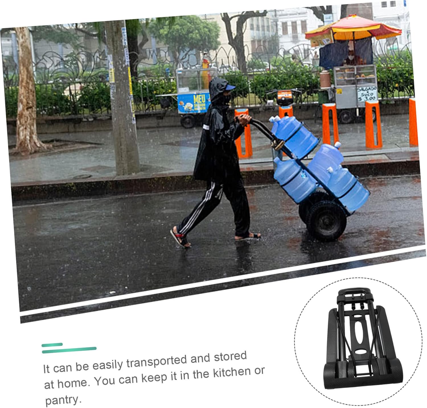 PartyKindom Convenient Cart for Home Folding Luggage Cart Iron Pole Slim Storage Groceries Trolley Small Truck Shopping Trolley