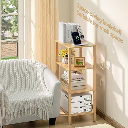 Miniatura 5 de Estantería alta de 4 niveles con almacenamiento, estantería pequeña para espacios pequeños, estante para sala de estar, oficina, dormitorio, cocina,