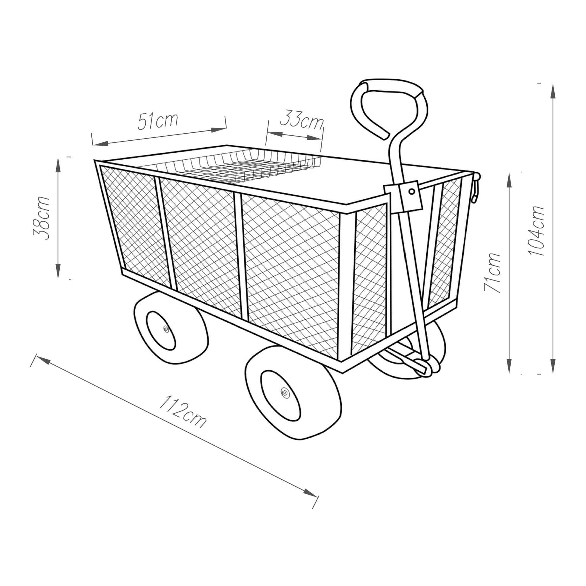 pro.tec Bollerwagen Corropoli Handwagen Gartenwagen max. 550 kg Strandwagen herausnehmbare Plane 112 x 51 cm Transportwagen mit ergonomischem Tragegriff Schwarz/Gelb
