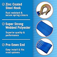 Vista 3 de Correa de cabrestante para remolque de barco con gancho, repuesto resistente para remolque de manivela manual, 2 pulgadas x 20 pies, capacidad