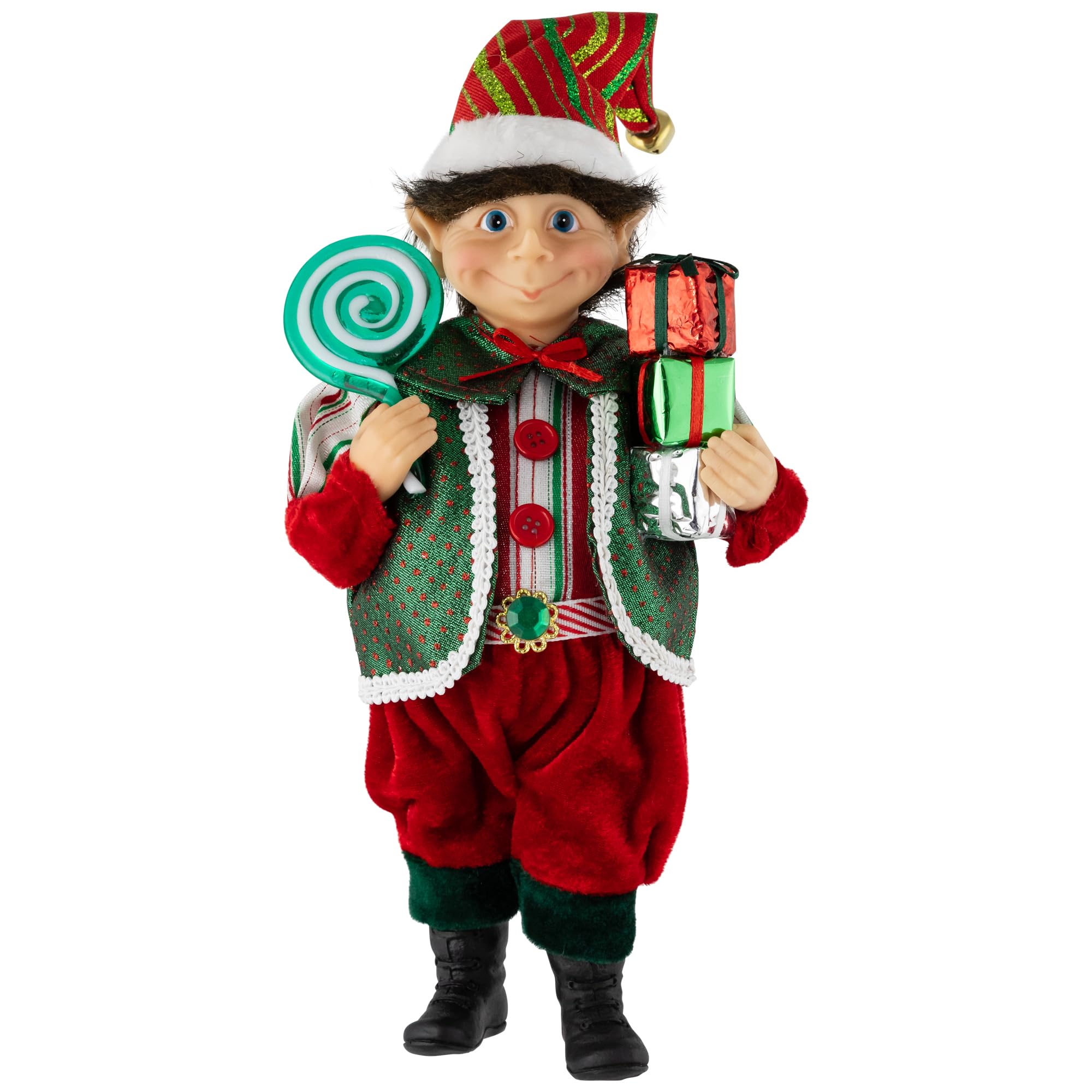 Northlight Lollipop Elf with Gifts Christmas Figure - 12