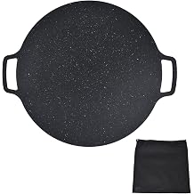 BBQ Grill Pan, Grill Topper Korean BBQ Egg Grill Pan, Non-stick Barbecue Tray Non-Stick Grill Griddle Pan w Handle Portable Meat Vegetable and Seafood Indoor Stove Top Outdoor Camping 38CMWith Box